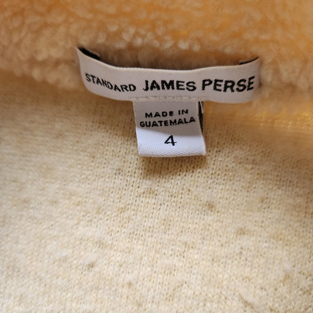Standard James Perse Shrunken Sherpa Fleece Jacket High Neck Button Beige - Picture 10 of 12
